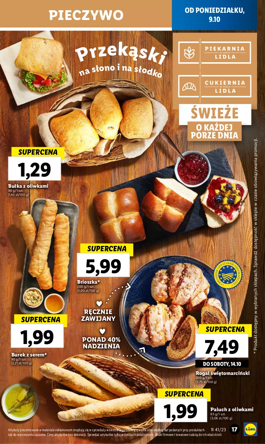 Gazetka promocyjna Lidl - GAZETKA - ważna 09.10 do 11.10.2023 - strona 21 - produkty: Bułka, Piec, Pieczywo, Por, Rogal, Ser