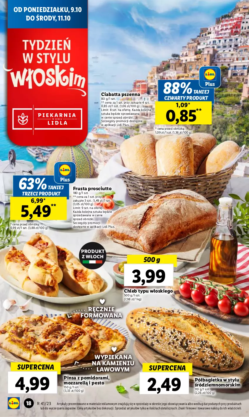 Gazetka promocyjna Lidl - GAZETKA - ważna 09.10 do 11.10.2023 - strona 22 - produkty: Bagietka, Chleb, Chleb typu włoskiego, Ciabatta, Olej, Pesto, Półbagietka, Prosciutto, Rust