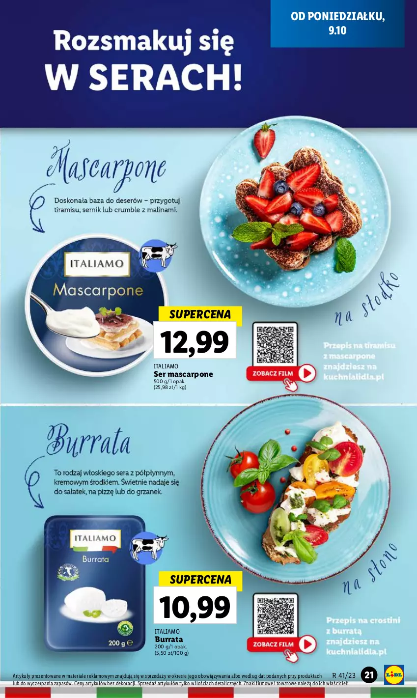 Gazetka promocyjna Lidl - GAZETKA - ważna 09.10 do 11.10.2023 - strona 25 - produkty: Burrata, Mascarpone, Ser