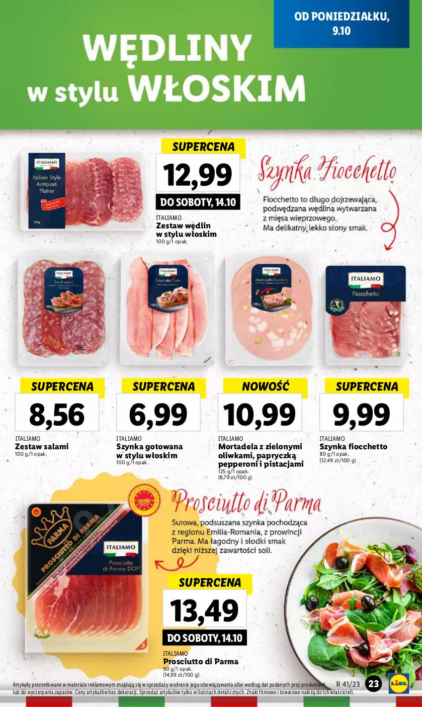 Gazetka promocyjna Lidl - GAZETKA - ważna 09.10 do 11.10.2023 - strona 27 - produkty: Prosciutto, Salami, Szynka