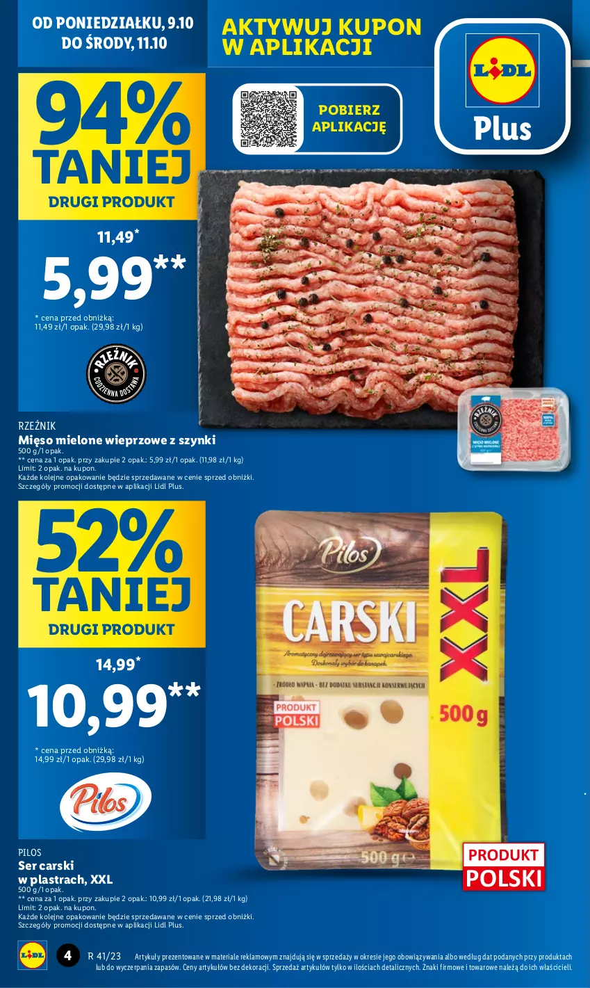 Gazetka promocyjna Lidl - GAZETKA - ważna 09.10 do 11.10.2023 - strona 4 - produkty: Cars, Mięso, Mięso mielone, Olej, Pilos, Ser