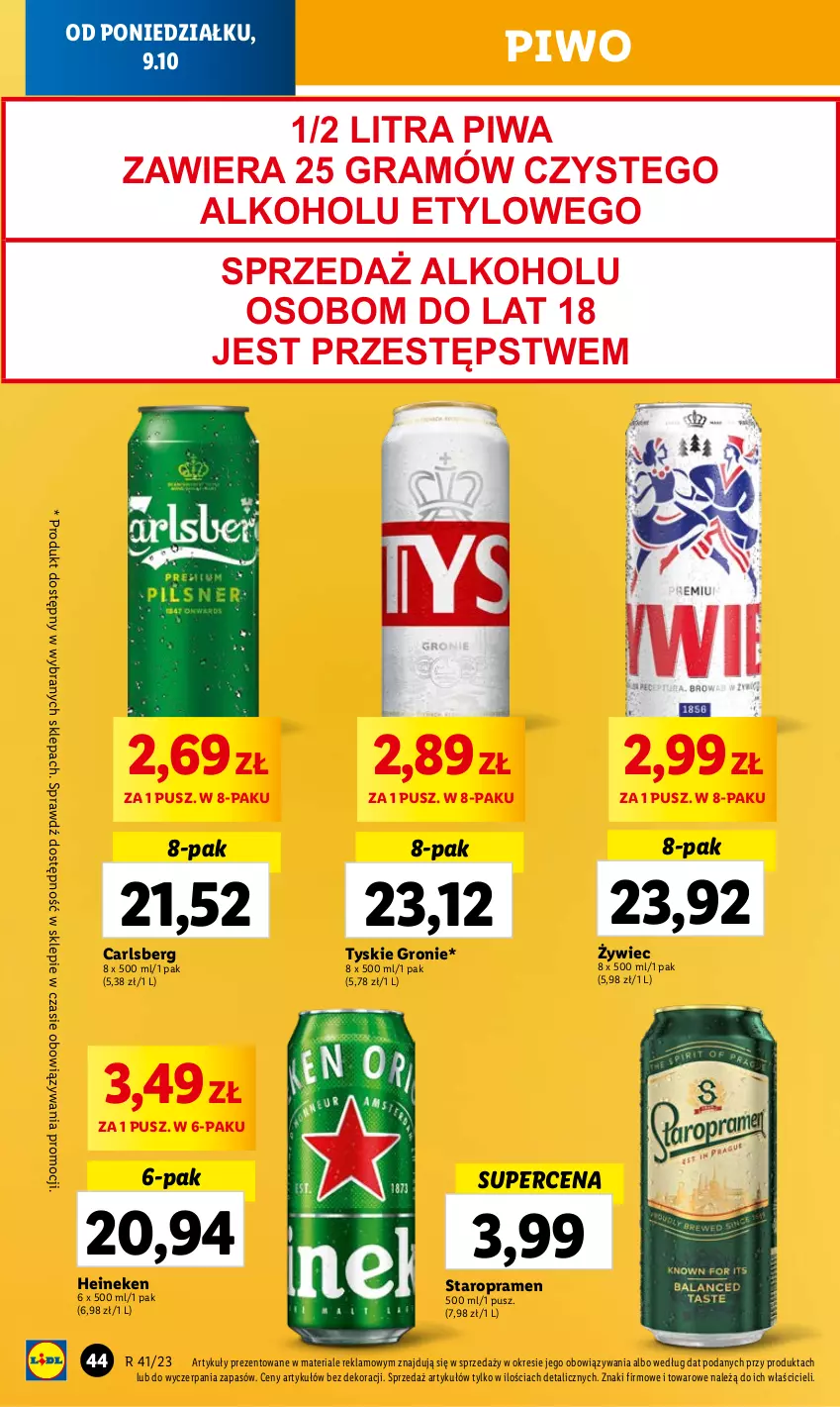 Gazetka promocyjna Lidl - GAZETKA - ważna 09.10 do 11.10.2023 - strona 48 - produkty: Carlsberg, Gra, Heineken, Piwa, Piwo, Tyskie