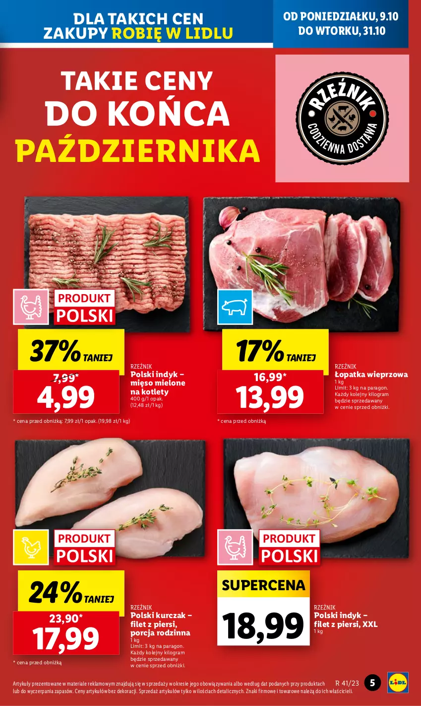 Gazetka promocyjna Lidl - GAZETKA - ważna 09.10 do 11.10.2023 - strona 5 - produkty: Gra, Kotlet, Kurczak, Mięso, Mięso mielone, Olej, Por