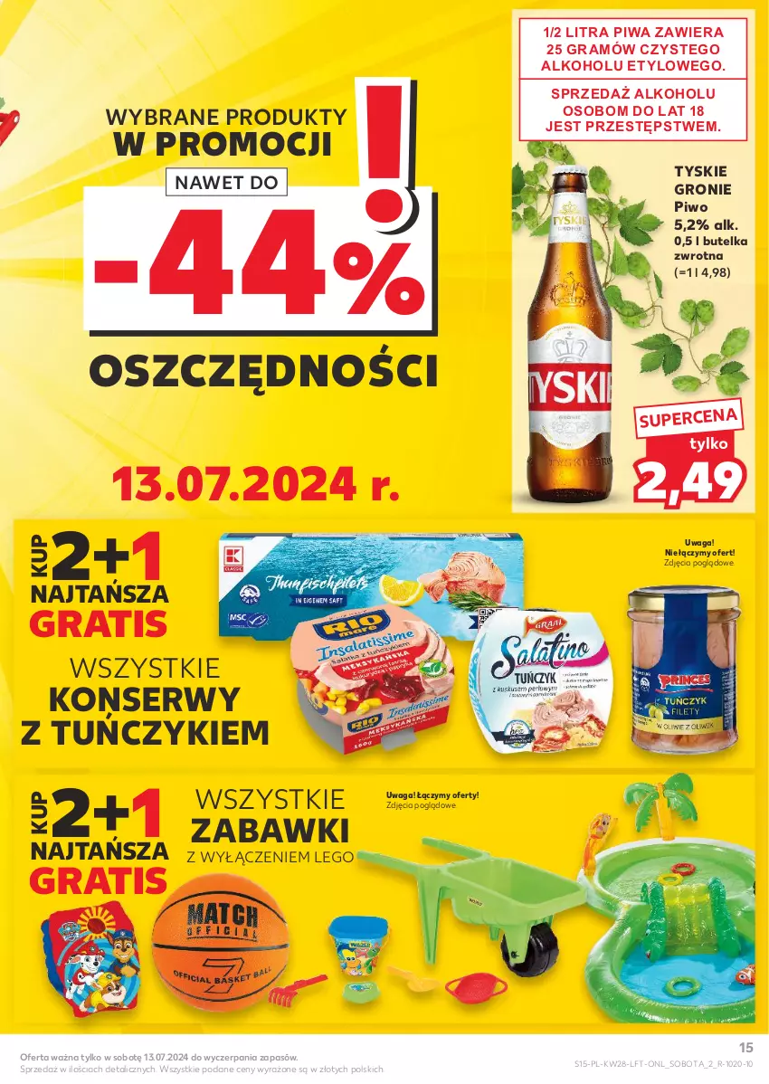 Gazetka promocyjna Kaufland - Gazetka tygodnia - ważna 11.07 do 17.07.2024 - strona 15 - produkty: Gra, LEGO, Piwa, Piwo, Ser, Tuńczyk, Tyskie, Waga