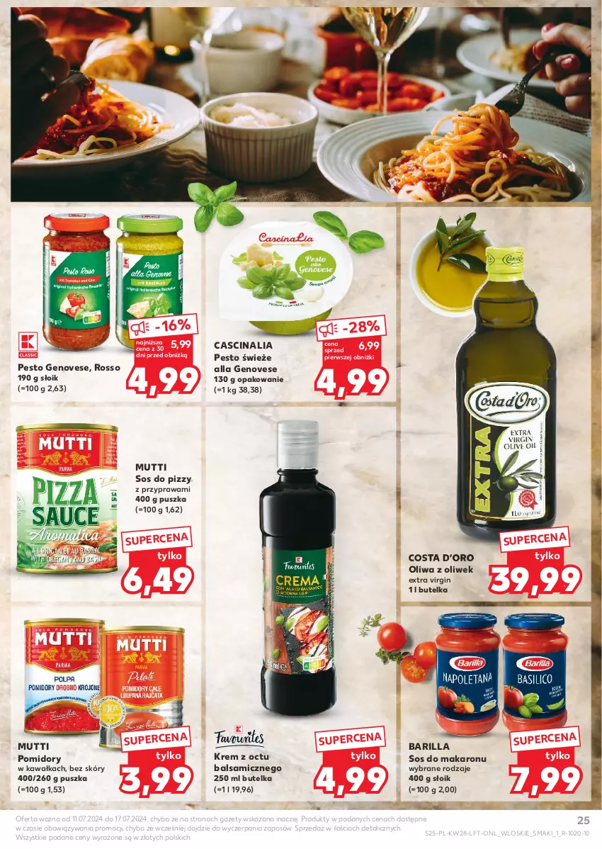 Gazetka promocyjna Kaufland - Gazetka tygodnia - ważna 11.07 do 17.07.2024 - strona 25 - produkty: Barilla, Gin, Kawa, Makaron, Oliwa z oliwek, Pesto, Pomidory, Pomidory w kawałkach, Sos, Sos do makaronu, Sos do pizzy