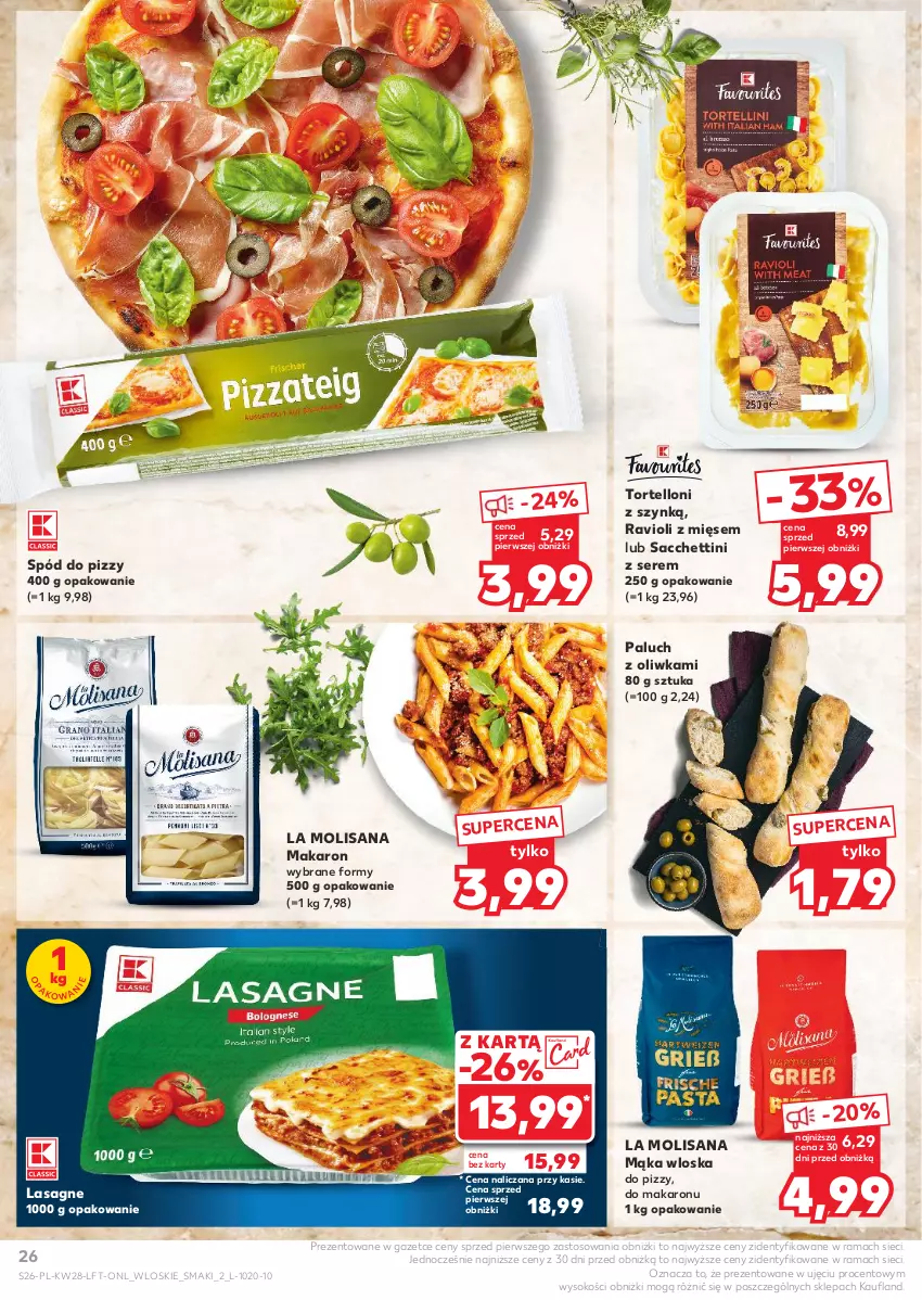 Gazetka promocyjna Kaufland - Gazetka tygodnia - ważna 11.07 do 17.07.2024 - strona 26 - produkty: Isana, Lasagne, Mąka, Makaron, Rama, Ser, Sok, Spód do pizzy, Tortelloni