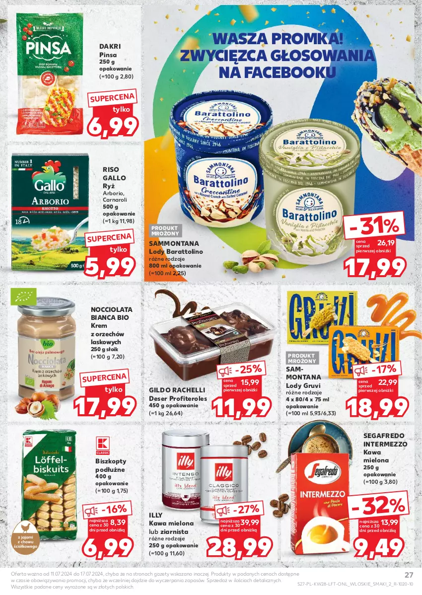 Gazetka promocyjna Kaufland - Gazetka tygodnia - ważna 11.07 do 17.07.2024 - strona 27 - produkty: Biszkopty, Deser, Fa, Kawa, Kawa mielona, Lody, Ryż, Segafredo, Ser