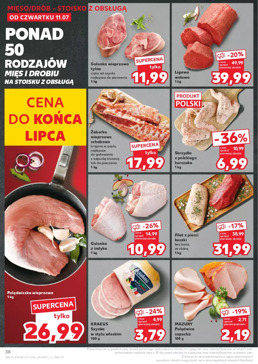 Gazetka promocyjna Kaufland - Gazetka tygodnia - ważna 11.07 do 17.07.2024 - strona 38 - produkty: Drób, Filet z piersi kaczki, Golonka wieprzowa, Golonka z indyka, Kapustą, Krakus, Kurczak, Mięso, Piec, Polędwica, Polędwiczka wieprzowa, Rama, Sok, Szynka