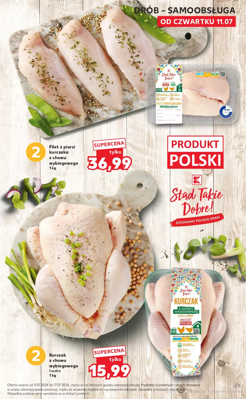 Gazetka promocyjna Kaufland - Gazetka tygodnia - ważna 11.07 do 17.07.2024 - strona 43 - produkty: Drób, Filet z piersi kurczaka, Kurczak, Tusz