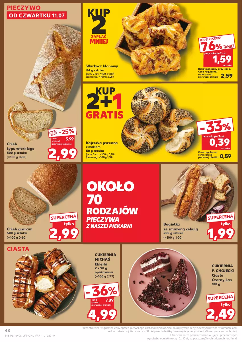 Gazetka promocyjna Kaufland - Gazetka tygodnia - ważna 11.07 do 17.07.2024 - strona 48 - produkty: Bagietka, Chleb, Chleb typu włoskiego, Cukier, Gra, Kajzerka, Kajzerka pszenna, Koc, Piec, Pieczywo, Rama, Sok