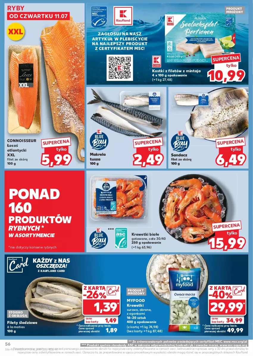 Gazetka promocyjna Kaufland - Gazetka tygodnia - ważna 11.07 do 17.07.2024 - strona 56 - produkty: Krewetki, Mintaj, Rama, Sandacz, Sandacz filet, Ser, Sok, Tusz