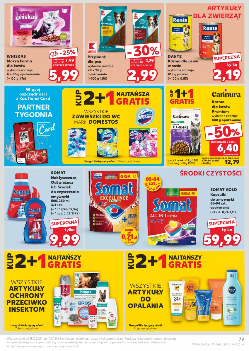 Gazetka promocyjna Kaufland - Gazetka tygodnia - ważna 11.07 do 17.07.2024 - strona 79 - produkty: Domestos, Gra, Mokra karma, Przysmak dla psa, Somat, Somat gold, Sos, Waga, Whiskas, Zawieszki, Zmywarki