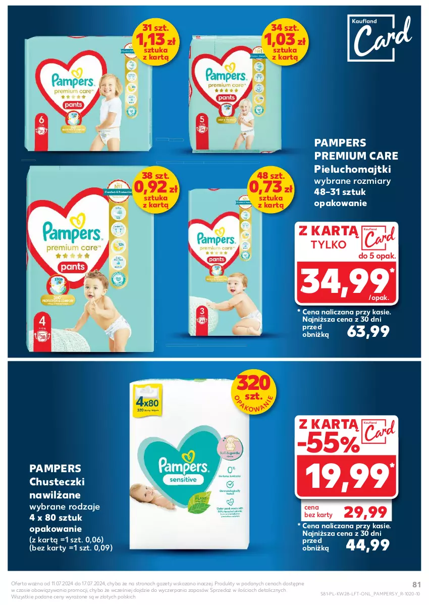 Gazetka promocyjna Kaufland - Gazetka tygodnia - ważna 11.07 do 17.07.2024 - strona 81 - produkty: Chusteczki, Majtki, Pampers, Pieluchomajtki