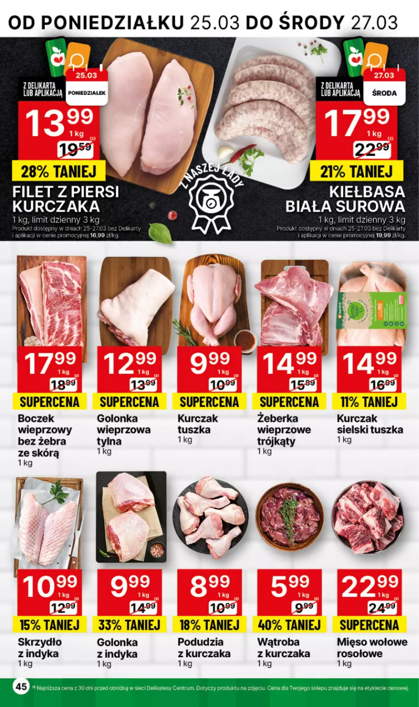 Gazetka promocyjna Delikatesy Centrum - NOWA GAZETKA Delikatesy Centrum od 25 marca! 25-31.03.2024 - ważna 25.03 do 31.03.2024 - strona 45 - produkty: Boczek, Kiełbasa, Kurczak, Mięso, Mięso wołowe, Rum, Tusz