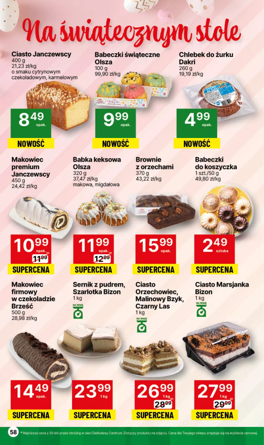 Gazetka promocyjna Delikatesy Centrum - NOWA GAZETKA Delikatesy Centrum od 25 marca! 25-31.03.2024 - ważna 25.03 do 31.03.2024 - strona 58 - produkty: Babeczki, Babka, Brownie, Chleb, Kosz, Makowiec, Mars, Ser, Szarlotka