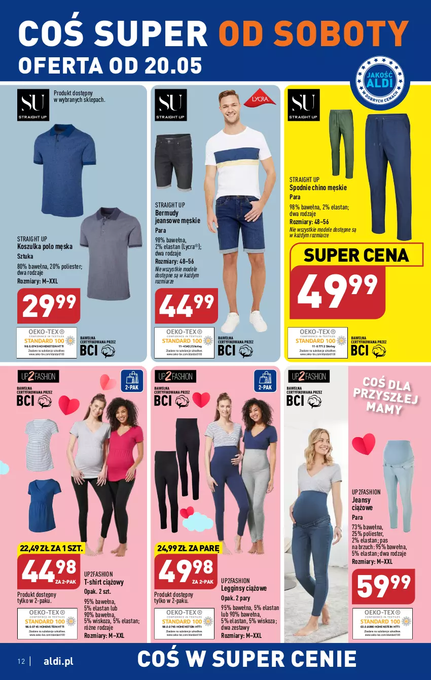 Gazetka promocyjna Aldi - ALDI ma to COŚ - ważna 17.05 do 20.05.2023 - strona 12 - produkty: Bermudy, Fa, Gin, Kosz, Koszulka, Legginsy, Spodnie, T-shirt, Wełna