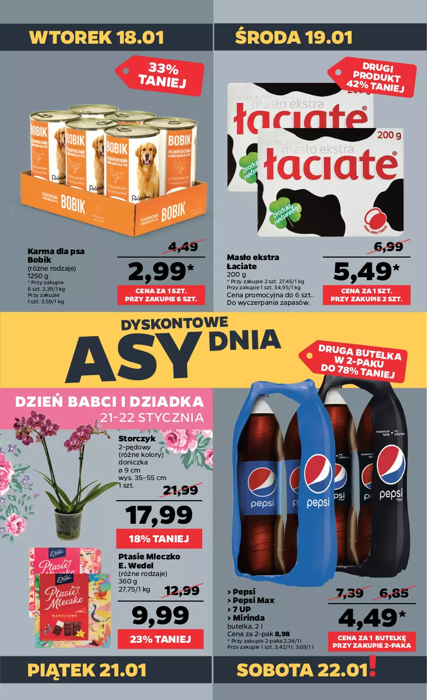 Gazetka promocyjna Netto - Gazetka spożywcza - ważna 17.01 do 22.01.2022 - strona 3 - produkty: E. Wedel, Masło, Mirinda, Mleczko, Pepsi, Pepsi max, Ptasie mleczko, Storczyk