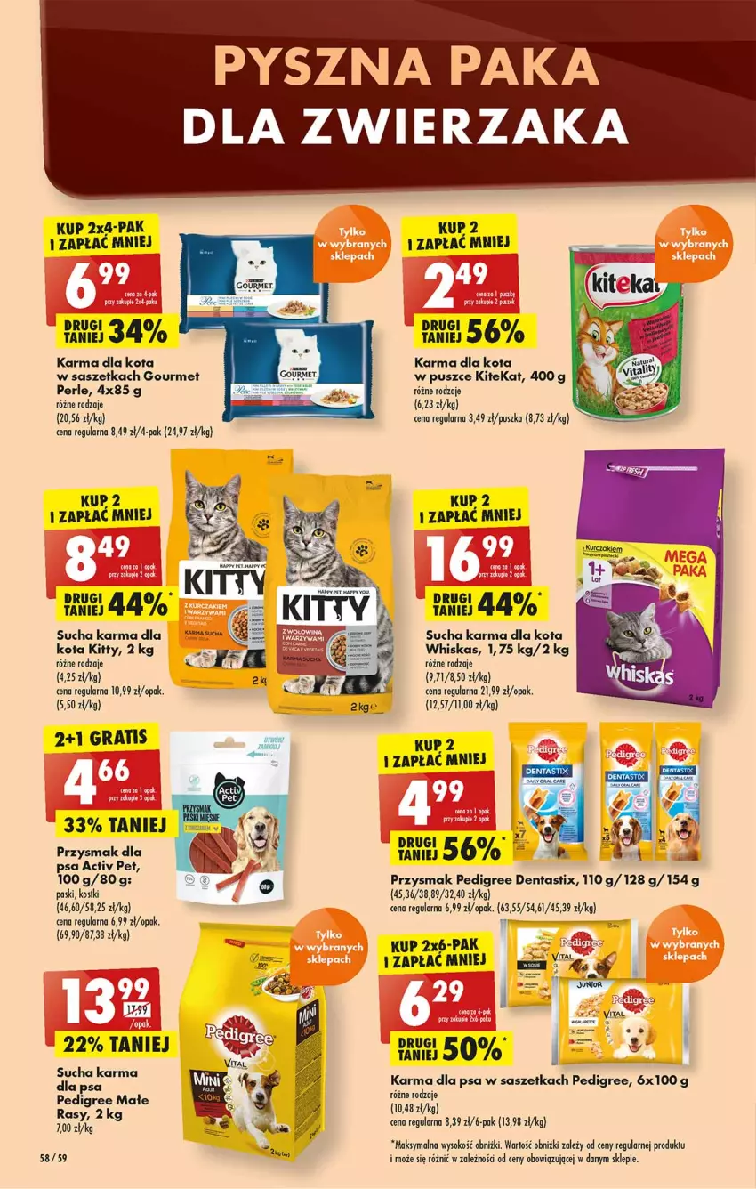 Gazetka promocyjna Biedronka - W tym tygodniu - ważna 11.04 do 16.04.2022 - strona 58 - produkty: KiteKat, Pedigree, Przysmak dla psa, Sok, Sucha karma, Whiskas