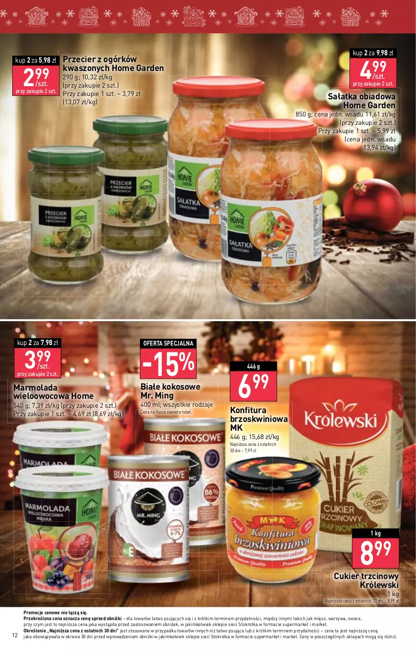 Gazetka promocyjna Stokrotka - Market - ważna 07.12 do 13.12.2023 - strona 12 - produkty: Cukier, Cukier trzcinowy, Kokos, Konfitura, Królewski, Marmolada, Mięso, Mola, Owoce, Sałat, Sałatka, Warzywa