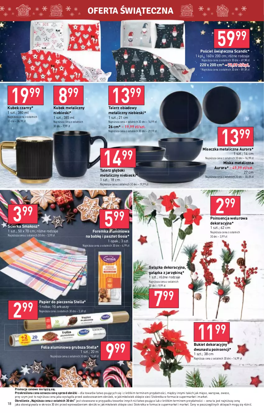 Gazetka promocyjna Stokrotka - Market - ważna 07.12 do 13.12.2023 - strona 19 - produkty: Bukiet, Folia aluminiowa, Kosz, Kubek, Mięso, Miseczka, Miska, Owoce, Papier, Papier do pieczenia, Pasztet, Piec, Pościel, Talerz, Talerz głęboki, Talerz obiadowy, Warzywa