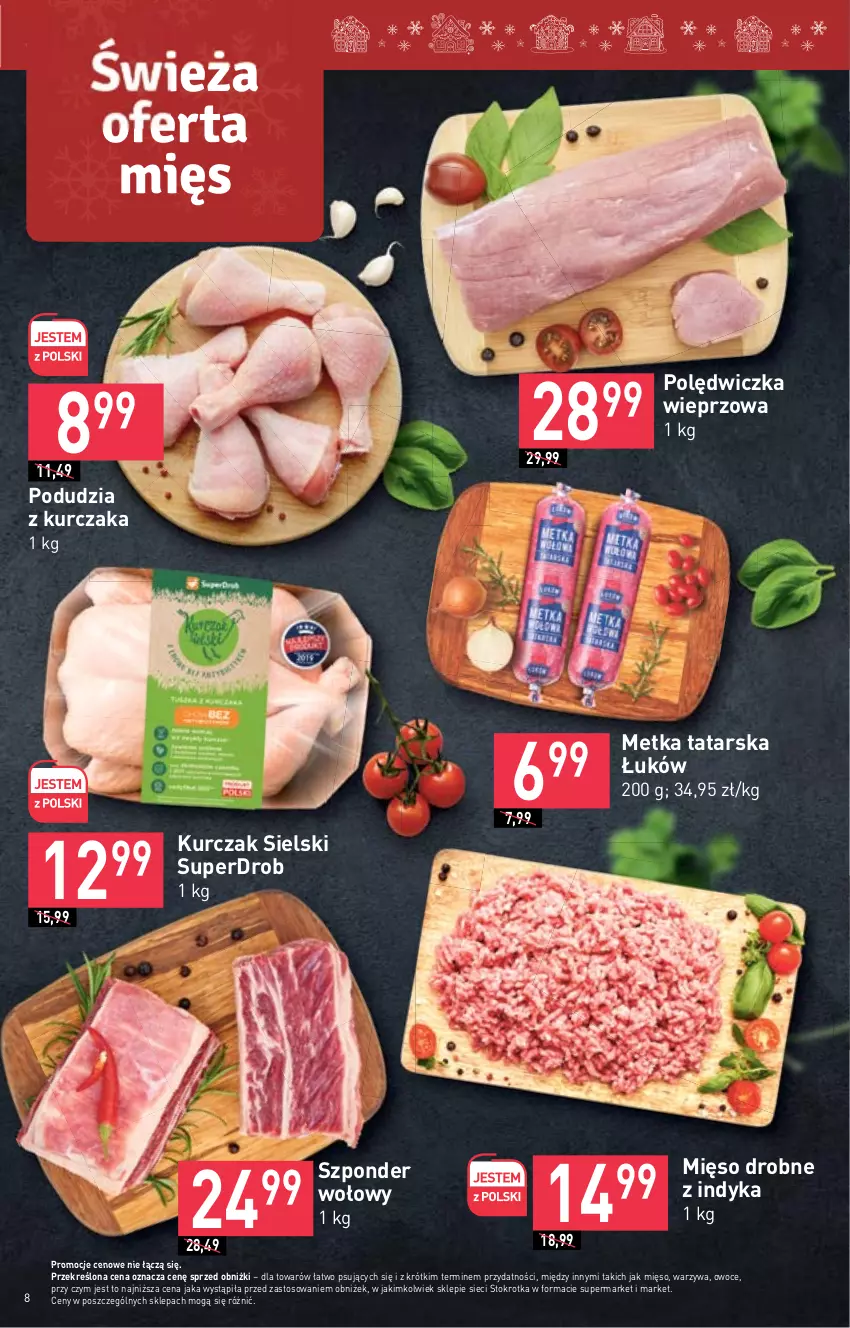 Gazetka promocyjna Stokrotka - Market - ważna 07.12 do 13.12.2023 - strona 7 - produkty: Kurczak, Metka tatarska, Mięso, Owoce, Polędwiczka wieprzowa, Szponder wołowy, Warzywa