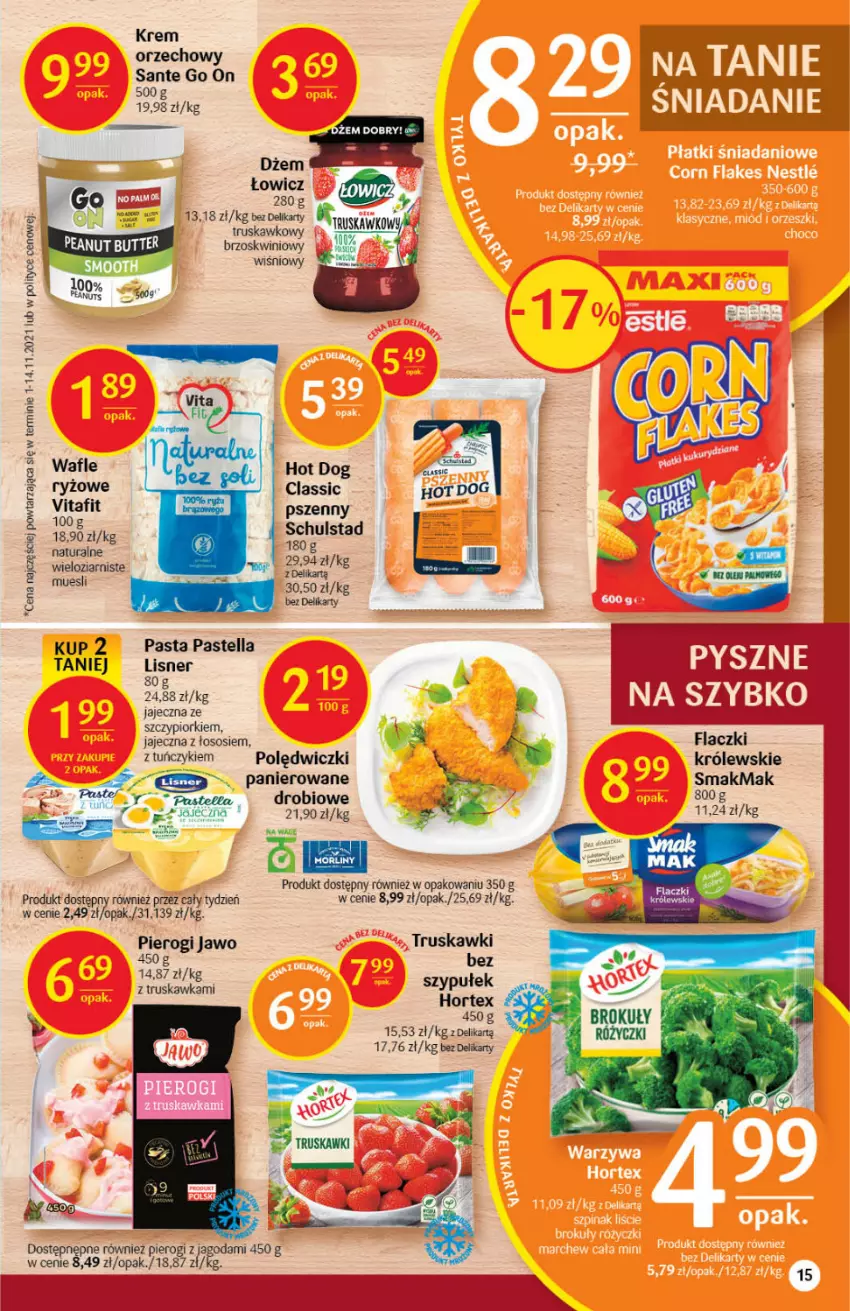 Gazetka promocyjna Delikatesy Centrum - Gazetka DC02 - ważna 13.01 do 19.01.2022 - strona 15 - produkty: Dżem, Hortex, Hot dog, Krem orzechowy, Królewski, Lisner, Pastella, Pierogi, Sante, Sos, Truskawki, Tuńczyk, Wafle