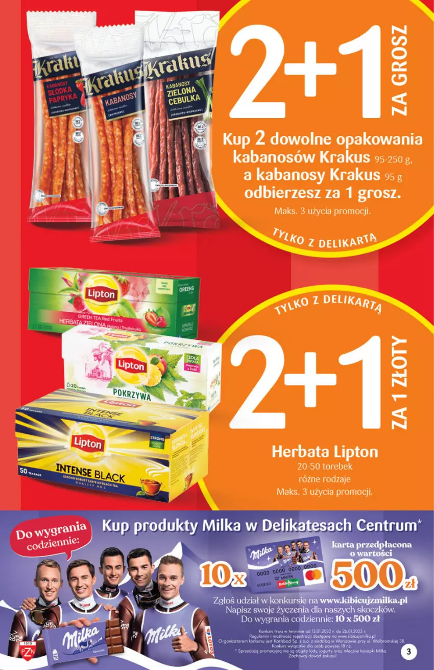 Gazetka promocyjna Delikatesy Centrum - Gazetka DC02 - ważna 13.01 do 19.01.2022 - strona 3 - produkty: BIC, Gra, Kabanos, Koc, Krakus, LG, Milka, Rum