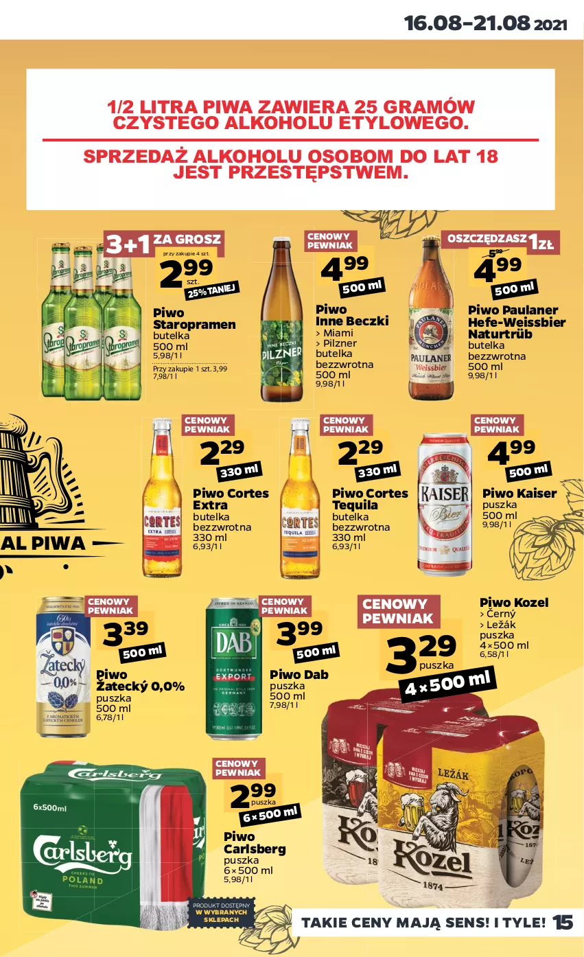 Gazetka promocyjna Netto - ważna 16.08 do 21.08.2021 - strona 15 - produkty: Carlsberg, Gra, Kozel, Piwa, Piwo, Ser, Tequila