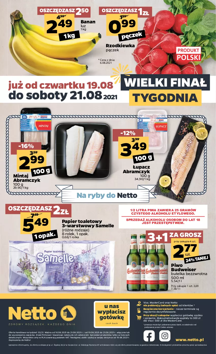 Gazetka promocyjna Netto - ważna 16.08 do 21.08.2021 - strona 20 - produkty: Gra, Mintaj, Papier, Papier toaletowy, Piec, Piwa, Piwo, Rzodkiewka, Ser