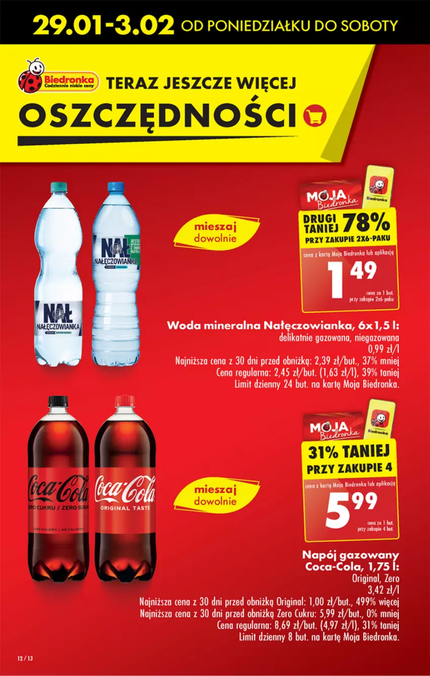 Gazetka promocyjna Biedronka - Od czwartku - ważna 01.02 do 07.02.2024 - strona 12 - produkty: Coca-Cola, Dron, Gin, LG, Nałęczowianka, Napój, Napój gazowany, Woda, Woda mineralna