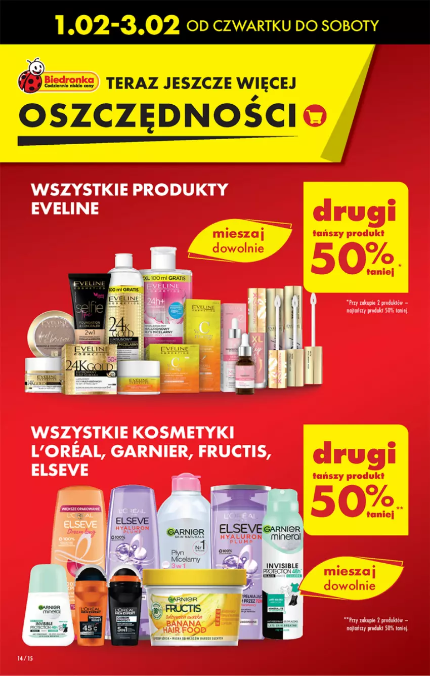 Gazetka promocyjna Biedronka - Od czwartku - ważna 01.02 do 07.02.2024 - strona 14 - produkty: Elseve, Eveline, Fructis, Garnier, Tera