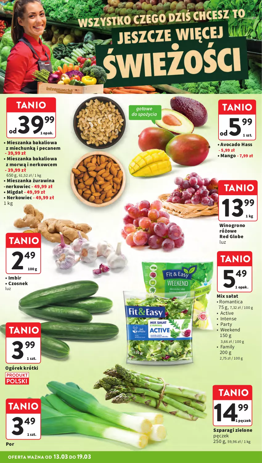 Gazetka promocyjna Intermarche - Gazetka Intermarche - ważna 13.03 do 19.03.2025 - strona 10 - produkty: Avocado, Czosnek, Fa, Imbir, Mango, Mieszanka bakaliowa, Ogórek, Por, Sałat, Wino