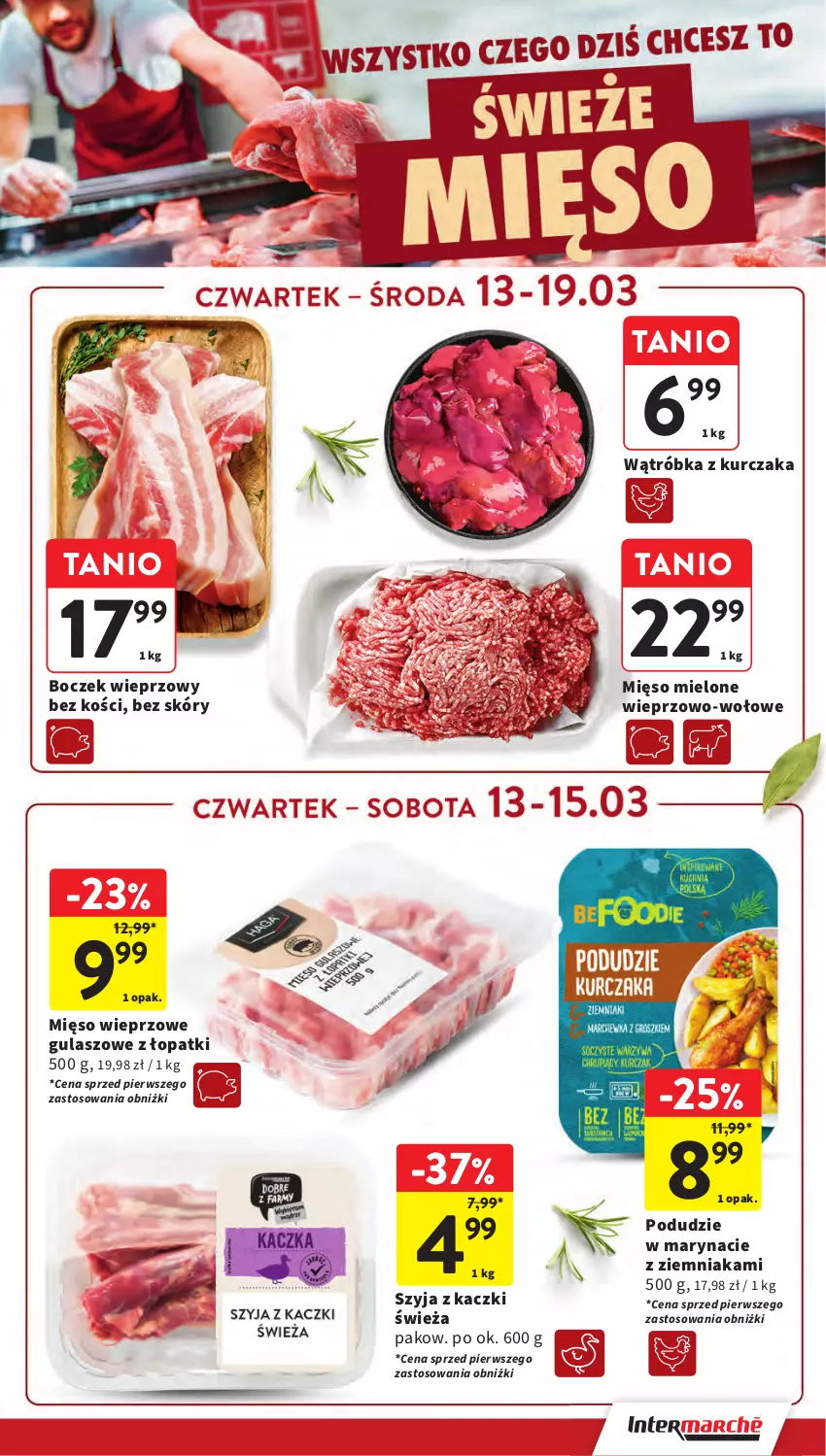 Gazetka promocyjna Intermarche - Gazetka Intermarche - ważna 13.03 do 19.03.2025 - strona 13 - produkty: Boczek, Boczek wieprzowy, Kurczak, Mięso, Mięso mielone, Mięso wieprzowe