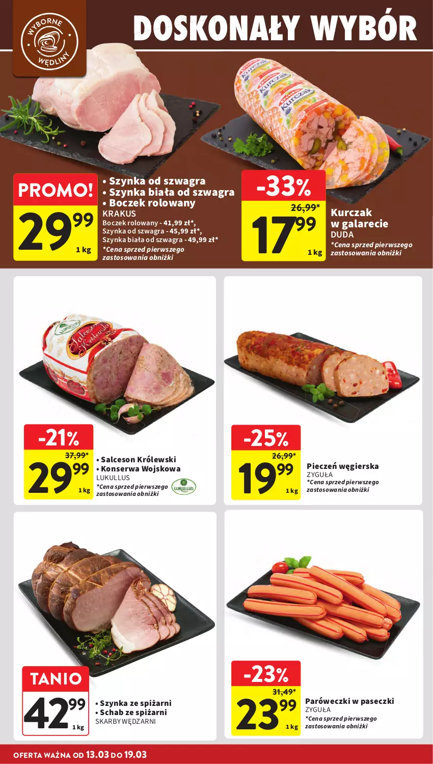 Gazetka promocyjna Intermarche - Gazetka Intermarche - ważna 13.03 do 19.03.2025 - strona 14 - produkty: Boczek, Duda, Gala, Gra, Krakus, Królewski, Kurczak, Piec, Salceson, Ser, Szynka, Szynka biała