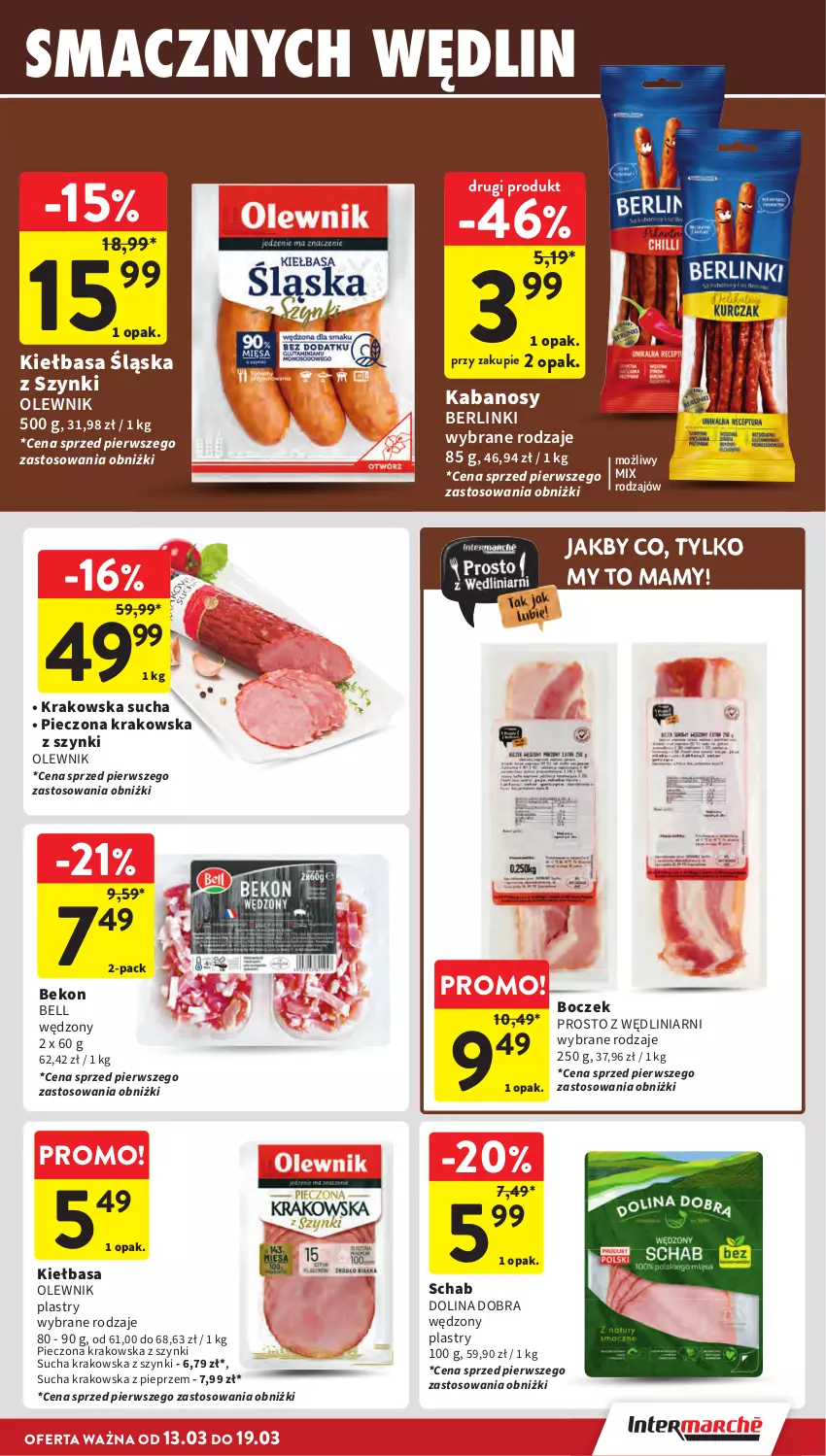 Gazetka promocyjna Intermarche - Gazetka Intermarche - ważna 13.03 do 19.03.2025 - strona 15 - produkty: Beko, Bell, Berlinki, Boczek, Kabanos, Kiełbasa, Kiełbasa śląska, Olewnik, Piec, Pieprz