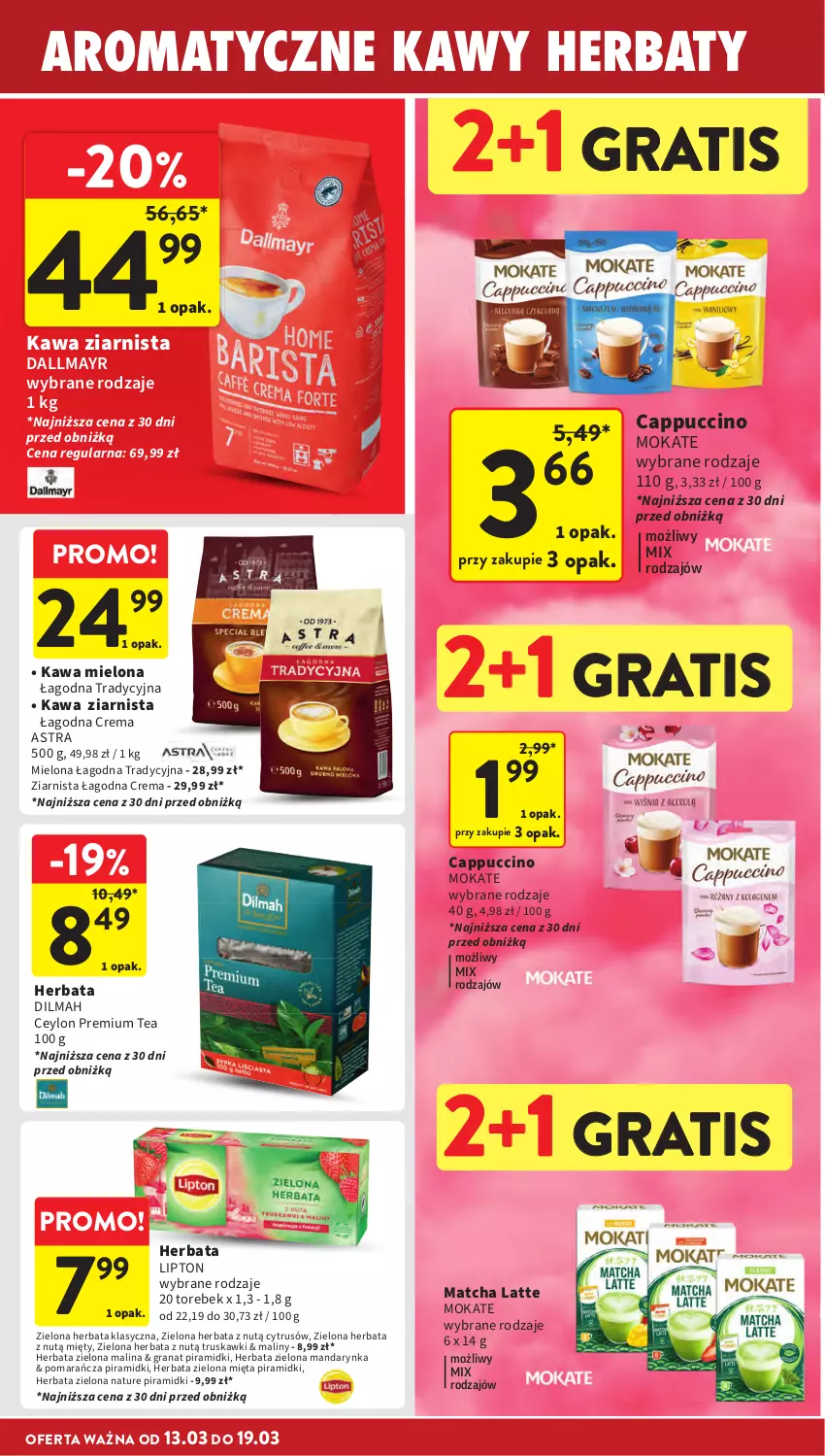 Gazetka promocyjna Intermarche - Gazetka Intermarche - ważna 13.03 do 19.03.2025 - strona 24 - produkty: Cappuccino, Dallmayr, Dilmah, Gra, Granat, Herbata, Kawa, Kawa mielona, Kawa ziarnista, Lipton, Maliny, Mięta, Truskawki