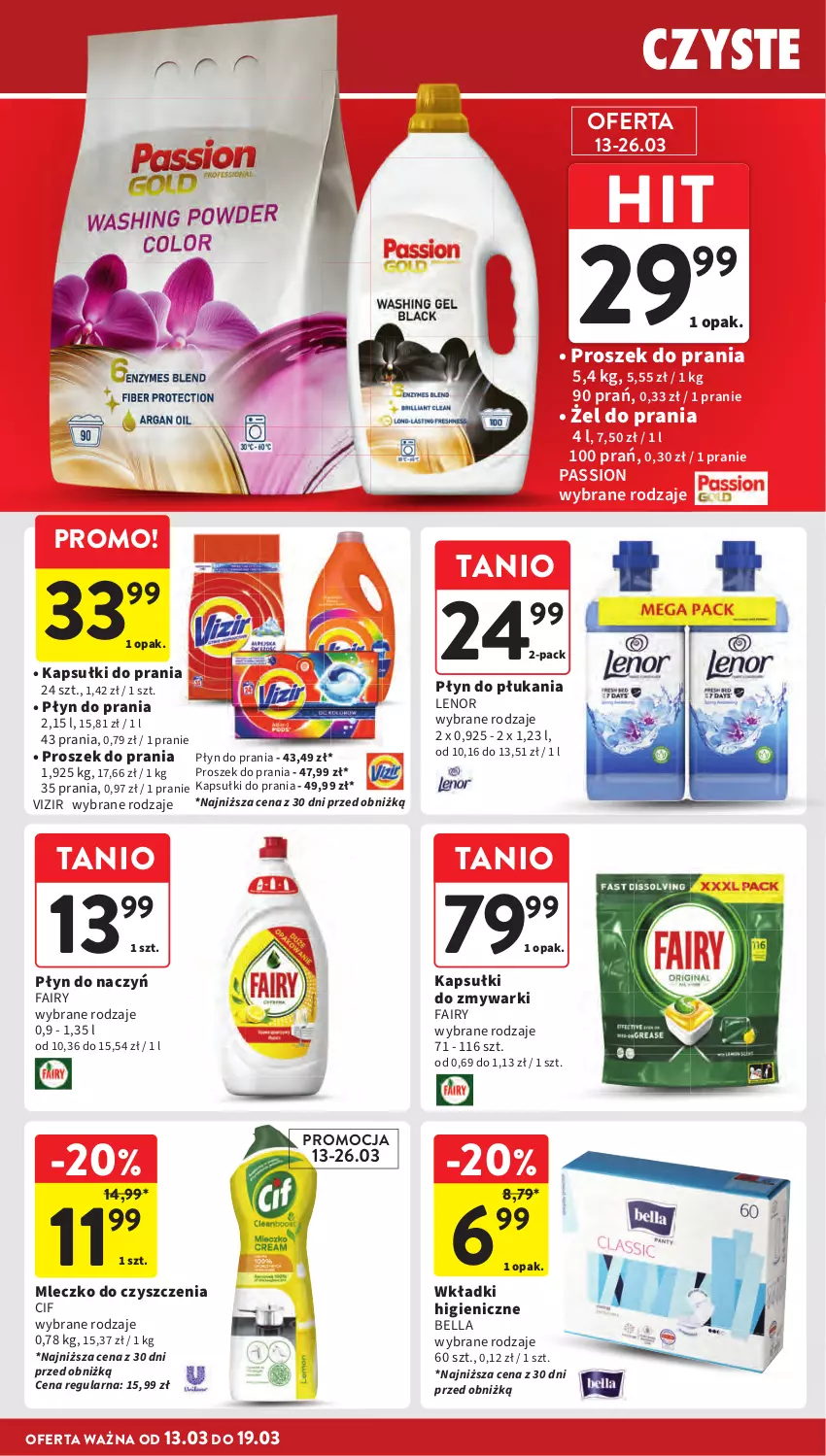 Gazetka promocyjna Intermarche - Gazetka Intermarche - ważna 13.03 do 19.03.2025 - strona 32 - produkty: Bell, Bella, Cif, Fa, Fairy, Kapsułki do prania, Lenor, Mleczko, Płyn do płukania, Płyn do prania, Proszek do prania, Vizir, Wkładki, Zmywarki