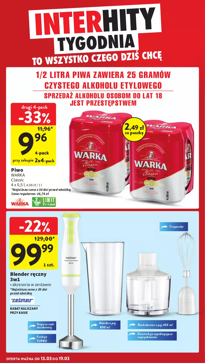 Gazetka promocyjna Intermarche - Gazetka Intermarche - ważna 13.03 do 19.03.2025 - strona 6 - produkty: Blender, Blender ręczny, Gra, Miarka, Piwa, Piwo, Rozdrabniacz, Top, Trzepaczka, Warka