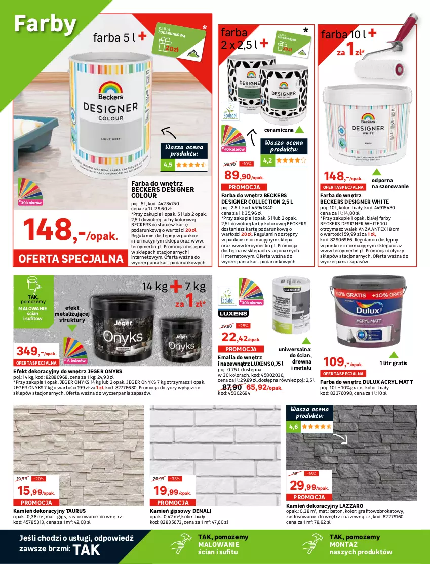 Gazetka promocyjna Leroy Merlin - Nowe Drzwi - ważna 19.01 do 08.02.2022 - strona 8 - produkty: Azzaro, Beckers, Designer Colour, Dulux, Emalia do wnętrz, Emalia do wnętrz i na zewnątrz, Fa, Farba do wnętrz, Gra, Kamień gipsowy, LG, Luxens, Papier, Por, Tapeta, Wałek