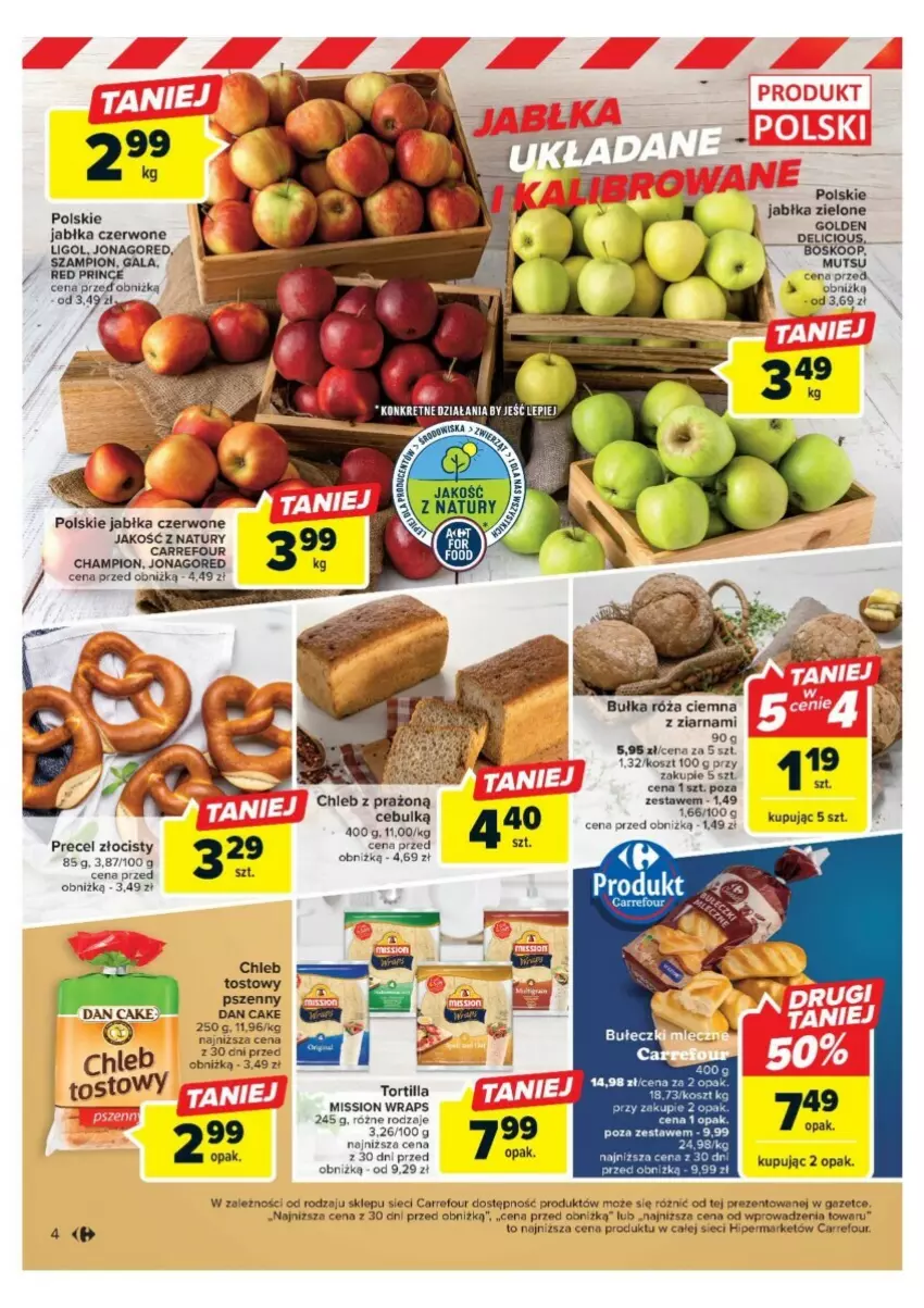 Gazetka promocyjna Carrefour - ważna 13.11 do 18.11.2023 - strona 11 - produkty: Bułka, Chleb, Chleb tostowy, Dan Cake, Jabłka, Kosz, Ligol, Róża, Tortilla