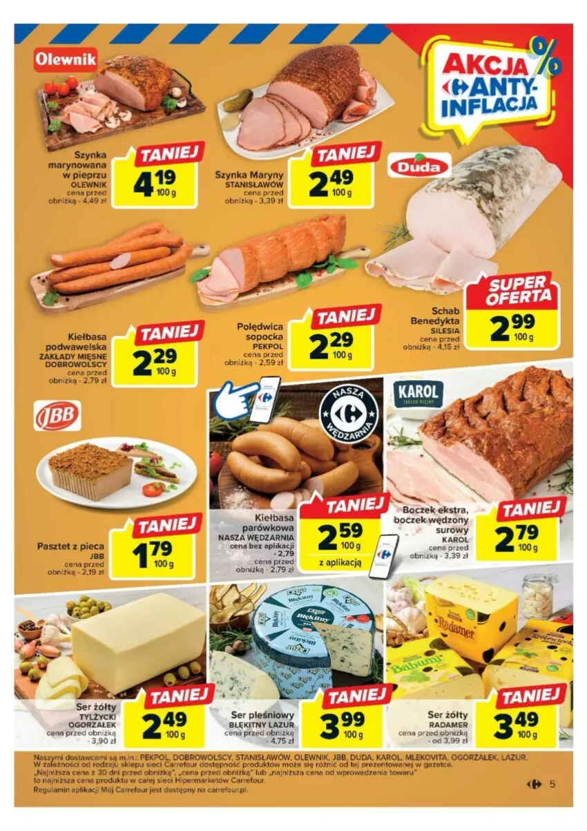 Gazetka promocyjna Carrefour - ważna 13.11 do 18.11.2023 - strona 12 - produkty: Boczek, Duda, Kiełbasa, Lazur, Mleko, Mlekovita, Olewnik, Pasztet, Pekpol, Piec, Pieprz, Polędwica, Szynka