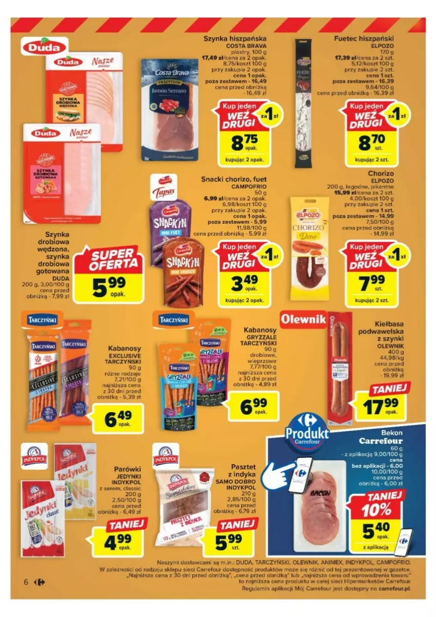 Gazetka promocyjna Carrefour - ważna 13.11 do 18.11.2023 - strona 13 - produkty: Duda, Gry, Kabanos, Kosz, Olewnik, Parówki, Pasztet, Pasztet z indyka, Ser, Szynka, Tarczyński, Wawel