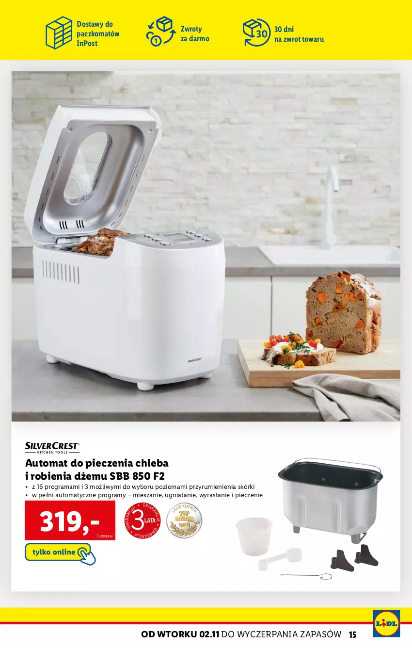 Gazetka promocyjna Lidl - KATALOG SKLEPU ONLINE DOM I KUCHNIA - ważna 02.11 do 28.11.2021 - strona 15 - produkty: Automat do pieczenia chleba, Chleb, Dżem, Gra, Piec, Rama, Rum