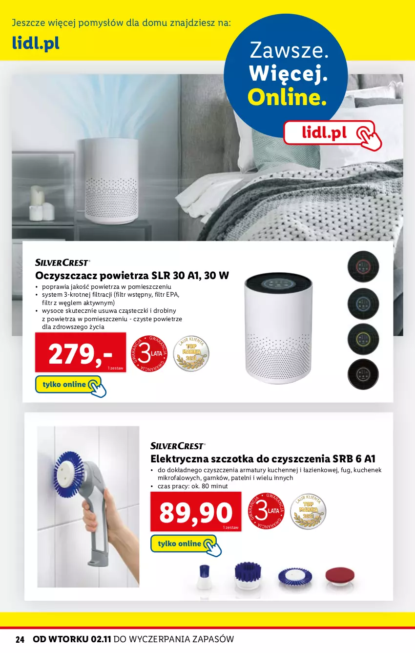 Gazetka promocyjna Lidl - KATALOG SKLEPU ONLINE DOM I KUCHNIA - ważna 02.11 do 28.11.2021 - strona 24 - produkty: Fa, Oczyszczacz powietrza, Szczotka