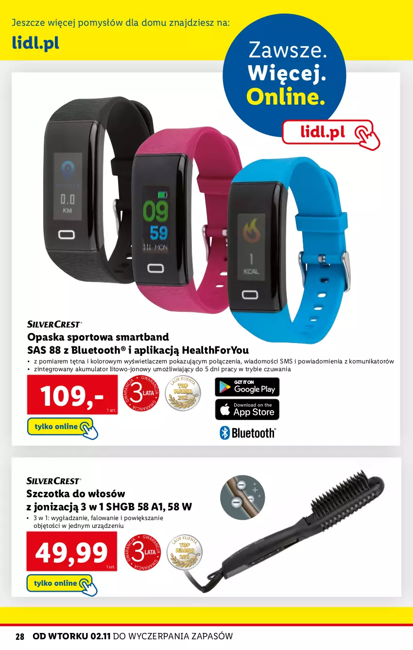 Gazetka promocyjna Lidl - KATALOG SKLEPU ONLINE DOM I KUCHNIA - ważna 02.11 do 28.11.2021 - strona 28 - produkty: Akumulator, Fa, Opaska, Por, Smartband, Sport, Szczotka, Szczotka do włosów