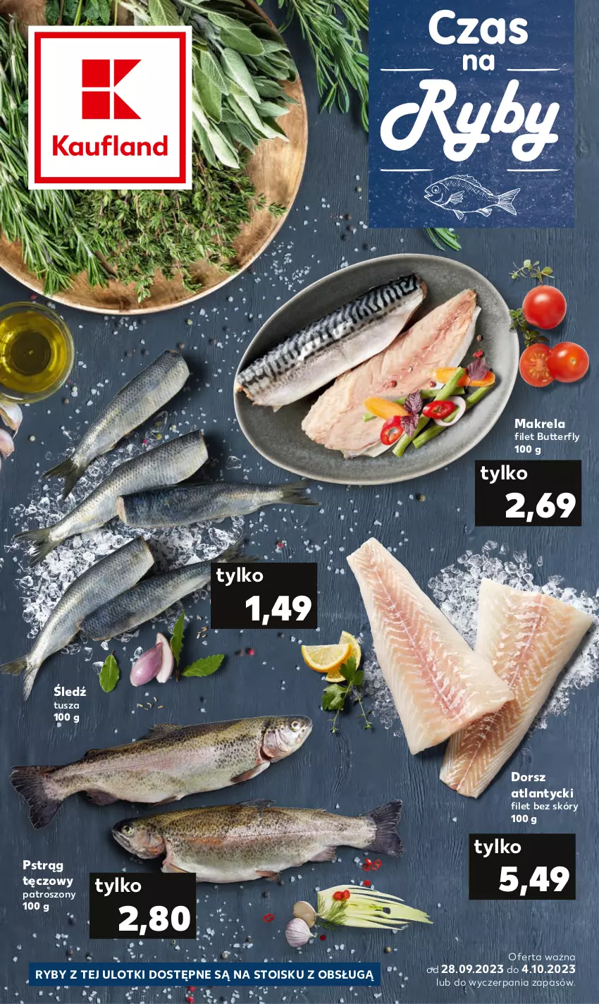 Gazetka promocyjna Kaufland - Kaufland - ważna 28.09 do 04.10.2023 - strona 1 - produkty: Dorsz, Pstrąg, Pstrąg tęczowy, Tusz