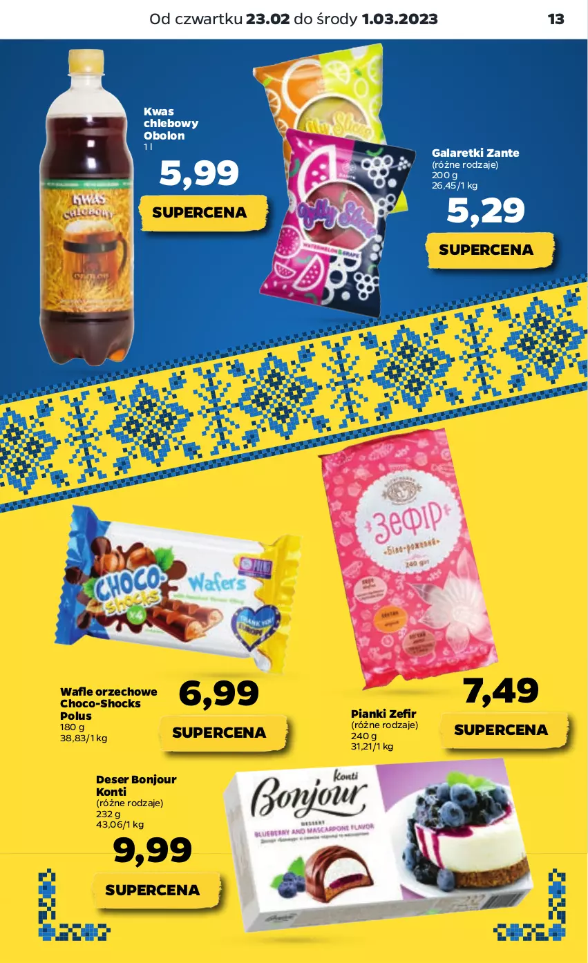 Gazetka promocyjna Netto - Artykuły spożywcze - ważna 23.02 do 01.03.2023 - strona 13 - produkty: Chleb, Deser, Gala, Galaretki, Ser, Wafle