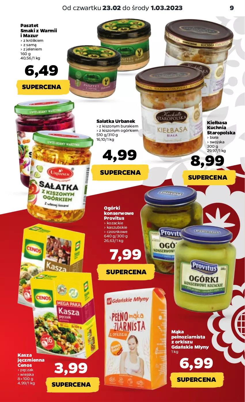 Gazetka promocyjna Netto - Artykuły spożywcze - ważna 23.02 do 01.03.2023 - strona 9 - produkty: Buraki, Cenos, Kasza, Kasza jęczmienna, Kiełbasa, Królik, Kuchnia, Kuchnia Staropolska, Mąka, Ogórki konserwowe, Pasztet, Sałat, Sałatka, Ser