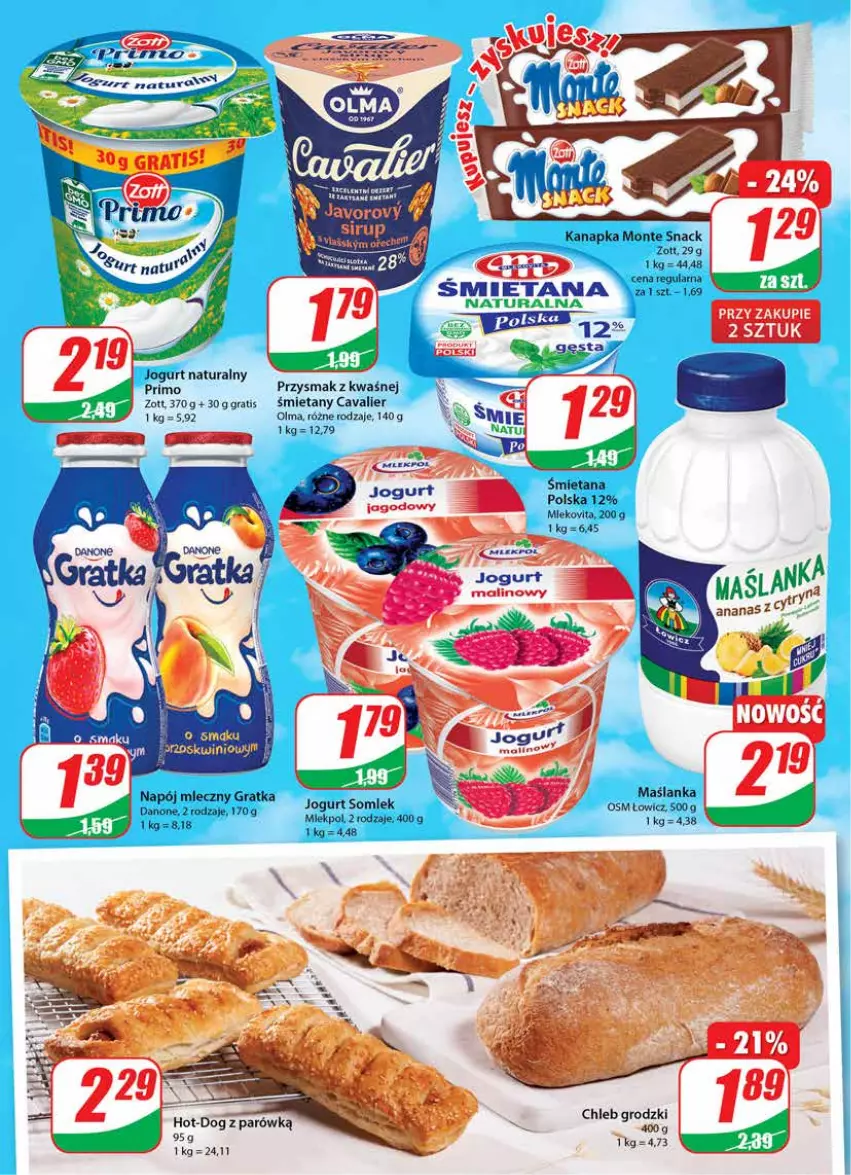 Gazetka promocyjna Dino - Gazetka - ważna 15.09 do 21.09.2021 - strona 12 - produkty: BIC, Gra, Jogurt, Maślanka, Mleko, Mlekovita, Monte, Napój, Napój mleczny, Olma, Zott