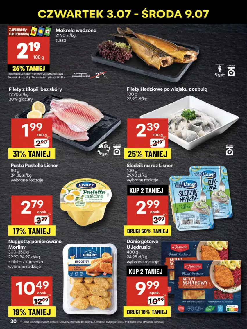 Gazetka promocyjna Delikatesy Centrum - Franczyza DC27 Czwartek - ważna 03.07 do 09.07.2025 - strona 30 - produkty: Danie gotowe, Dron, Kurczak, Lazur, Lisner, Morliny, Pastella, Tusz